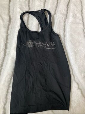 lululemon athletica Black Racerback Tank with London Skyline - London Marathon